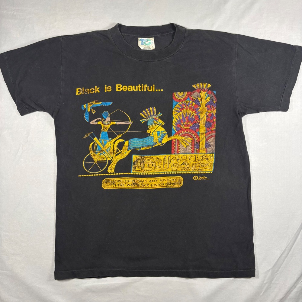Vintage 1992 Black History T-Shirt Joseph Knorr Egyptian Graphic Tee Men L Black